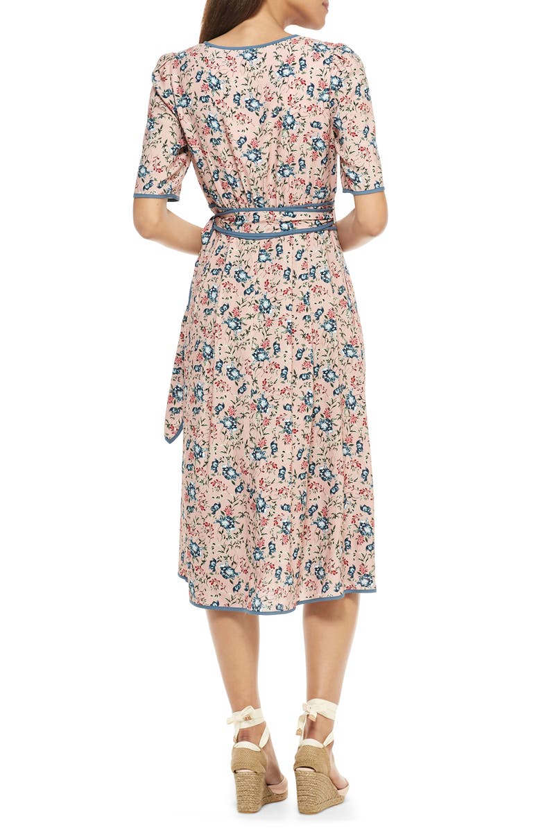 Gal Meets Glam Collection Isadora Floral Print Wrap Midi Dress, Alternate, color, 