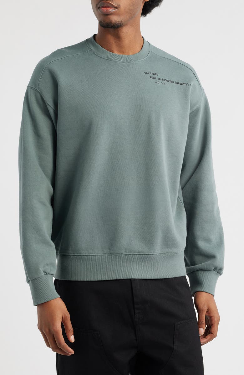 Carhartt Work In Progress Punched Graphic Sweatshirt, Main, color, Velvet Green