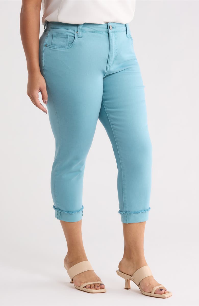 KUT from the Kloth Amy Frayed Crop Slim Straight Leg Jeans, Alternate, color, Cyan