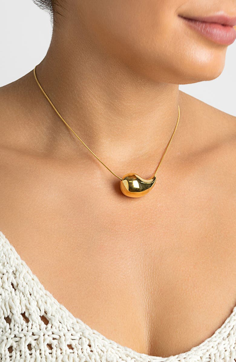 Adornia Sculptural Teardrop Pendant Necklace & Stud Earrings Set, Alternate, color, Gold