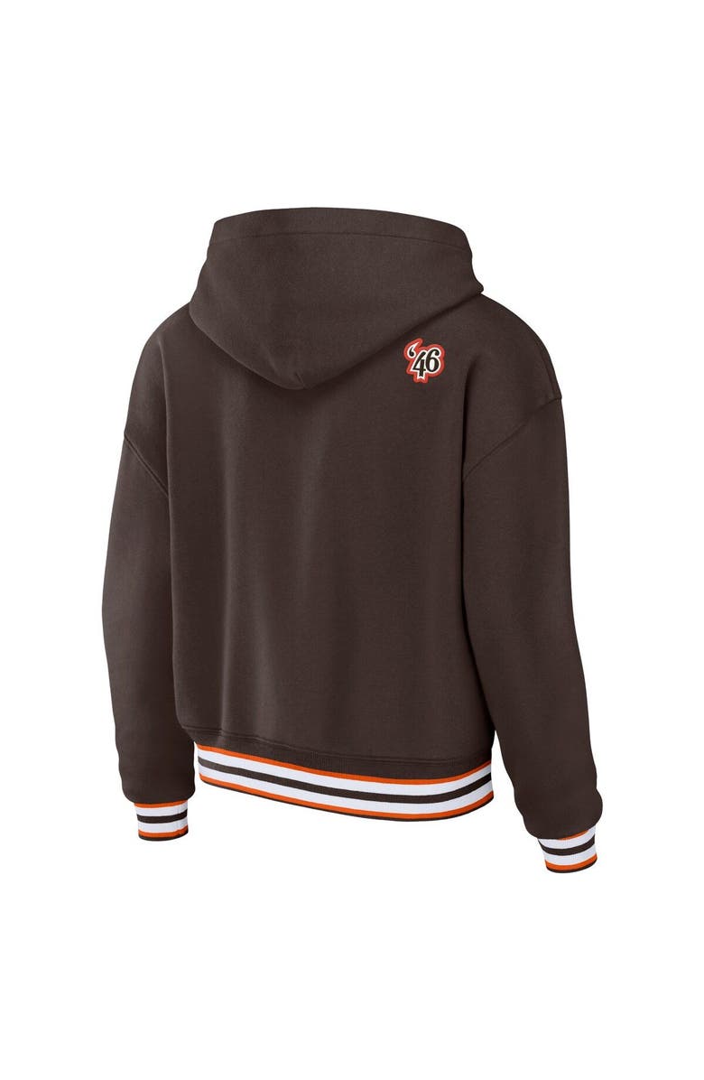 WEAR by Erin Andrews Women's WEAR by Erin Andrews Brown Cleveland Browns Lace-Up Pullover Hoodie, Alternate, color, Brown