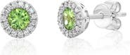SOUZANA by Suzy Levian 14K Gold 0.50cttw Round-Cut Peridot & 0.12cttw Diamonds Earrings