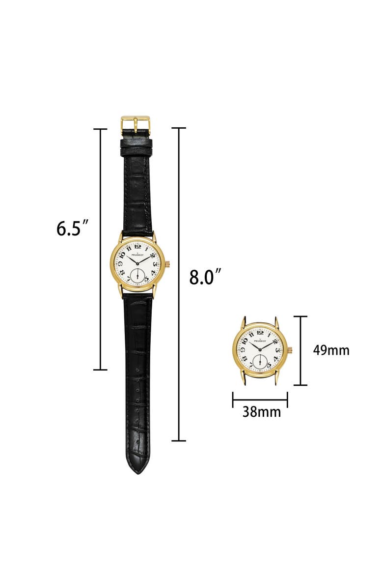 Vintage Easy Read Remote Sweep Leather Watch - 38MM, Alternate, color, Black