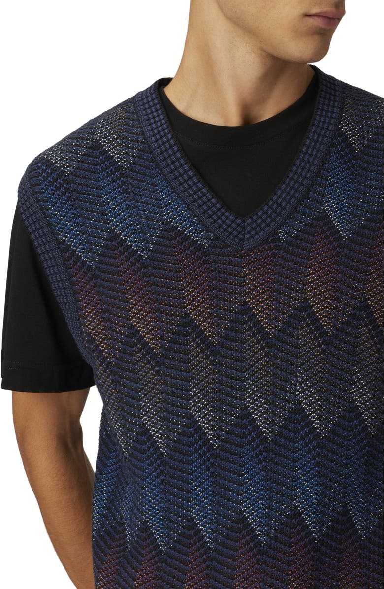 Missoni Gradient Cotton Chevron Blend Vest With V-neck, Alternate, color, Blue