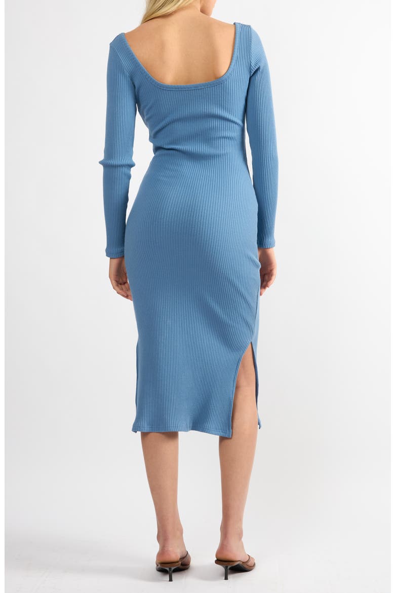 She's The Boss Long Sleeve Cotton Blend Rib Sweater Dress, Alternate, color, BLUE