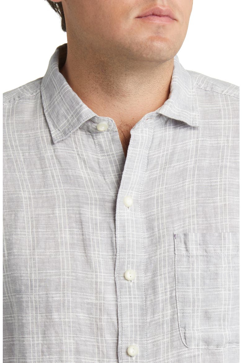 Ventana Plaid Linen Button-Up Shirt, Alternate, color, ULTIMATE GRAY
