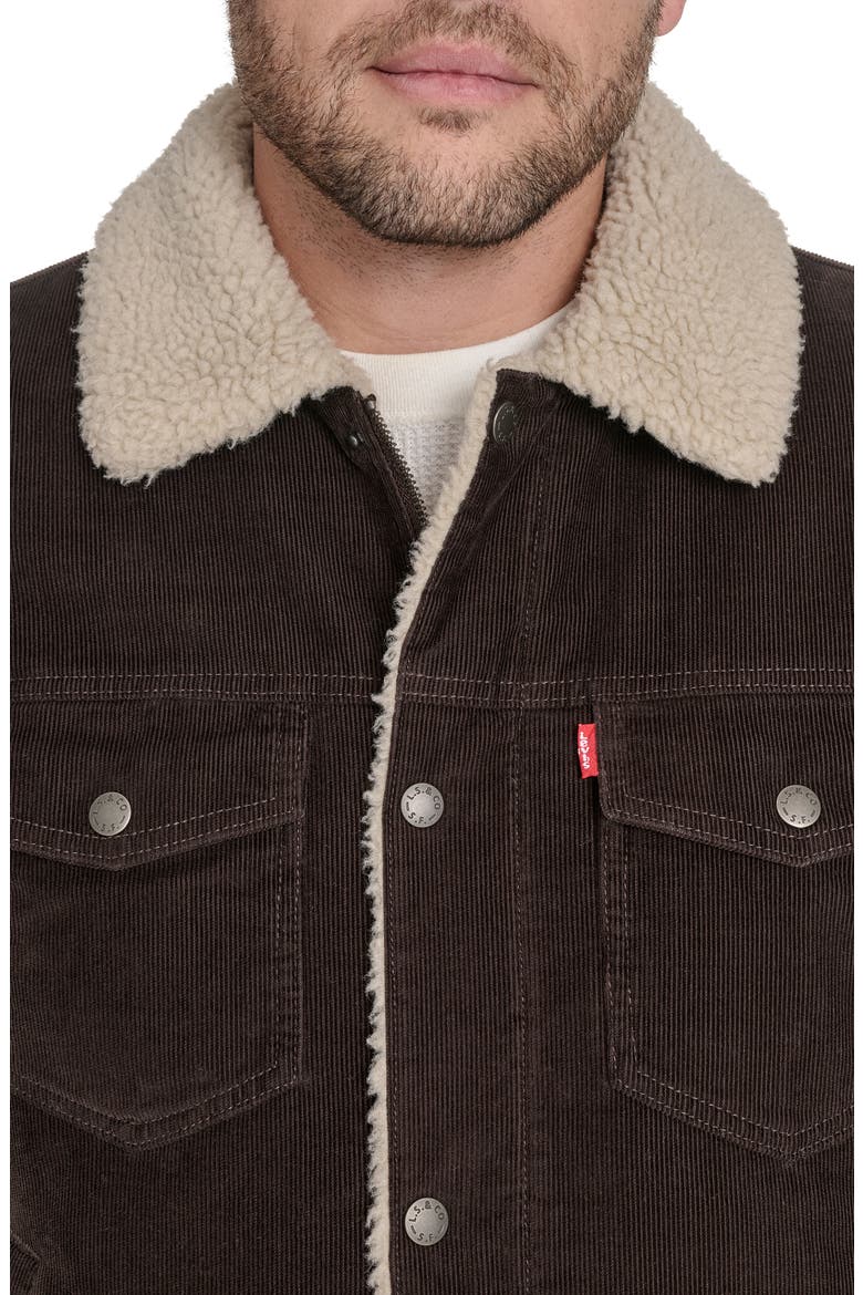 Corduroy & Faux Shearling Depot Jacket, Alternate, color, CHOCOLATE BROWN