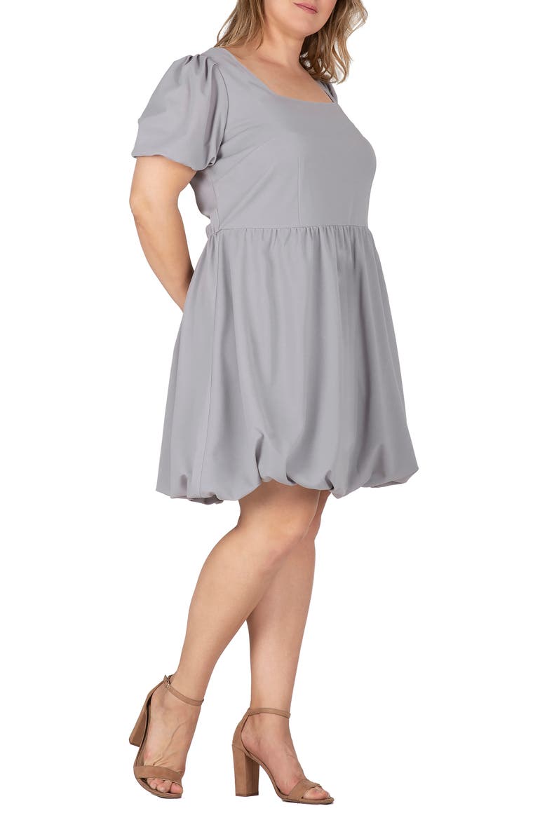 Puff Sleeve Bubble Hem Dress, Alternate, color, GREY