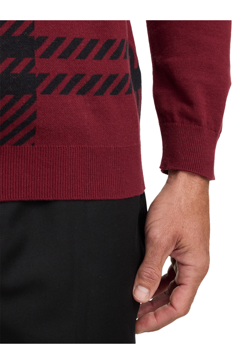 Cotton Crewneck Sweater, Alternate, color, Burgundy