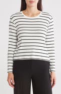 1.STATE Stripe Long Sleeve Ribbed Crop T-Shirt
