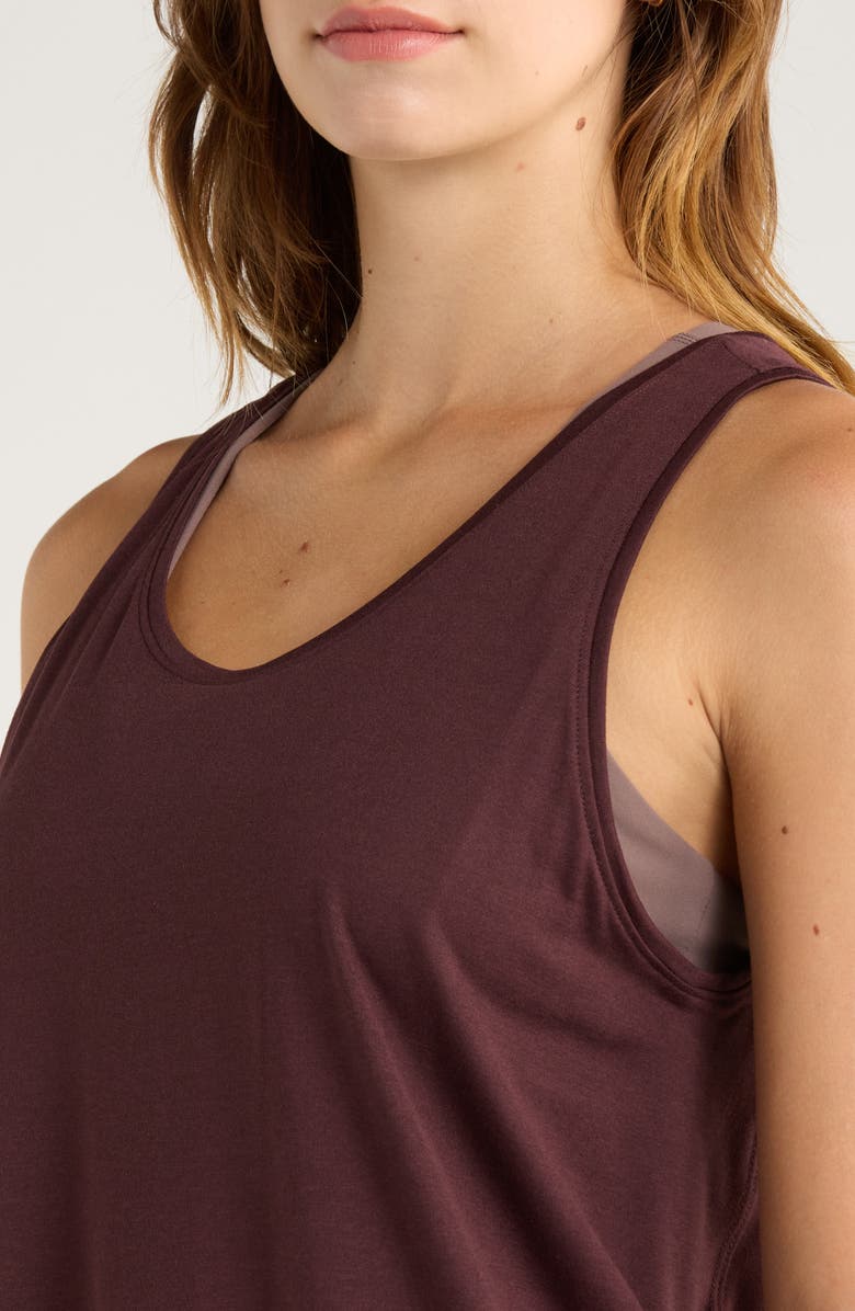 Zella Liana Restore Soft Lite Tank, Alternate, color, Burgundy Fudge