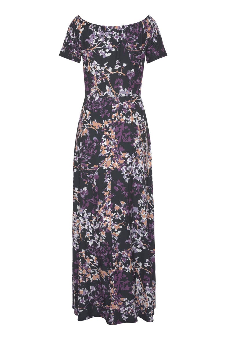 Floral Off Shoulder Maxi Dress, Alternate, color, Black Multi