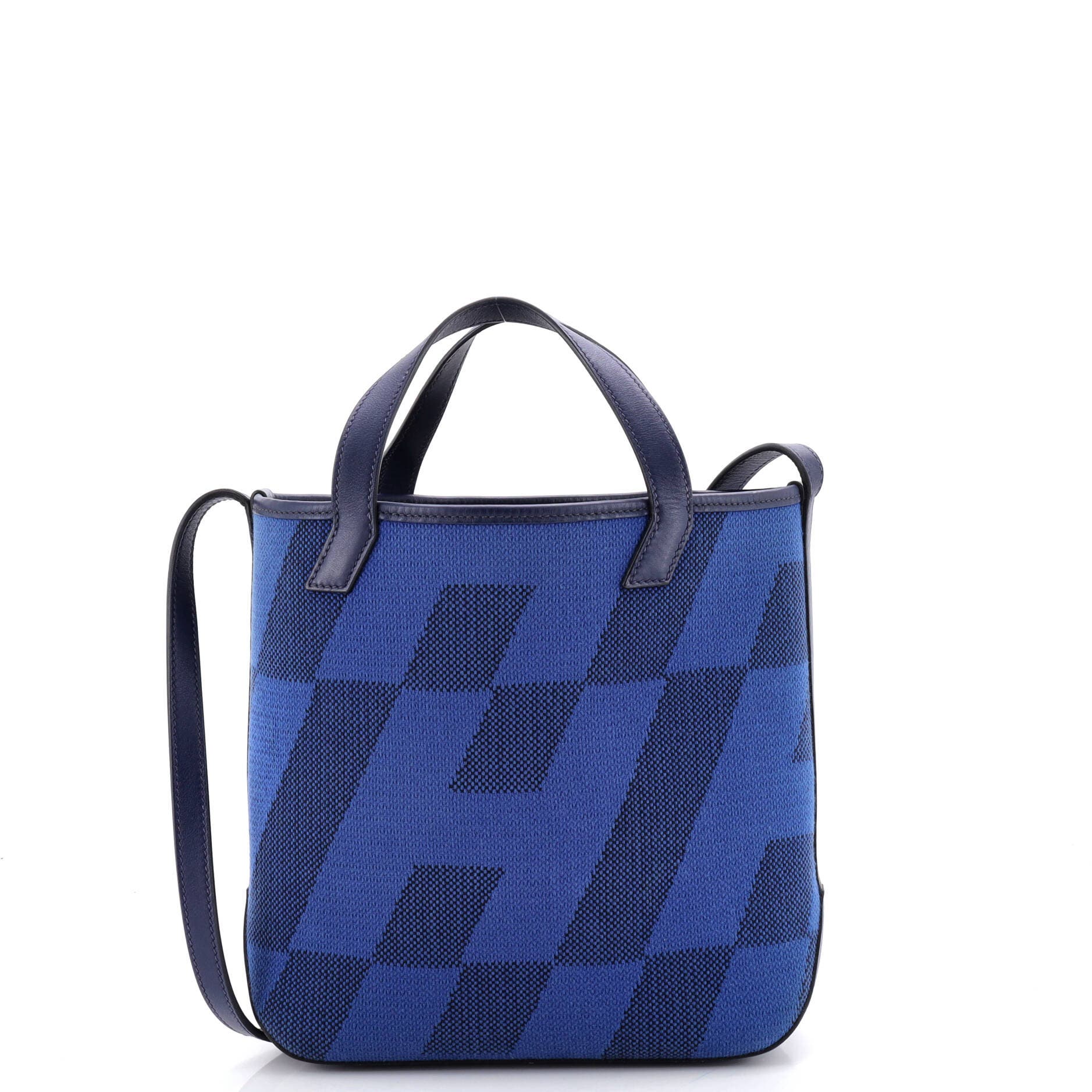 Cabas H en Biais Tote Canvas with Leather 27, Main, color, Blue