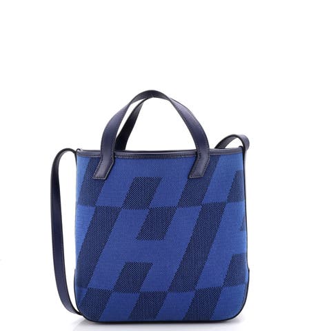 Cabas H en Biais Tote Canvas with Leather 27