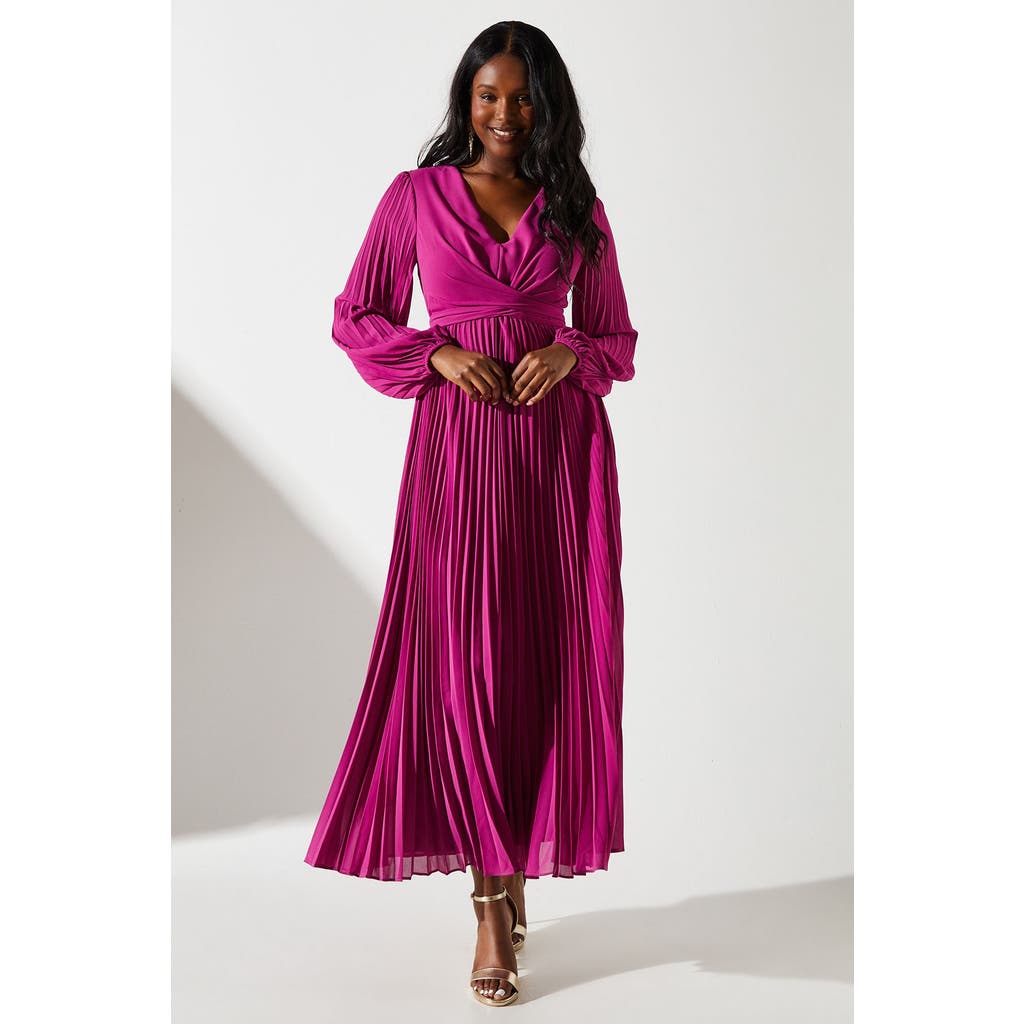 Coast Pleated Wrap Front Dress In Purple