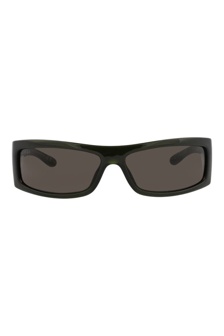 64mm Wrap Sunglasses, Main, color, GREEN GREEN GREY
