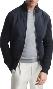 Reiss Trainer Quilted & Ribbed Hybrid Jacket