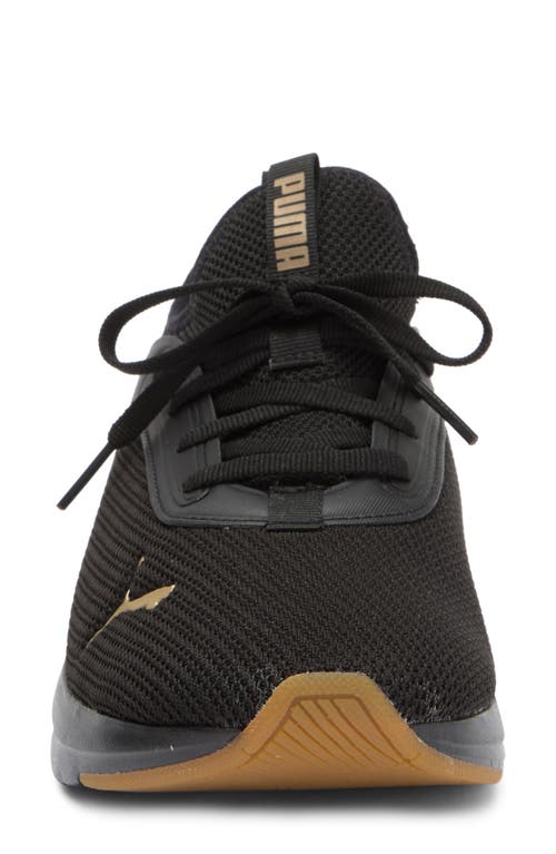 Puma Softride Ruby Luxe Sneaker In  Black- Gold-gum