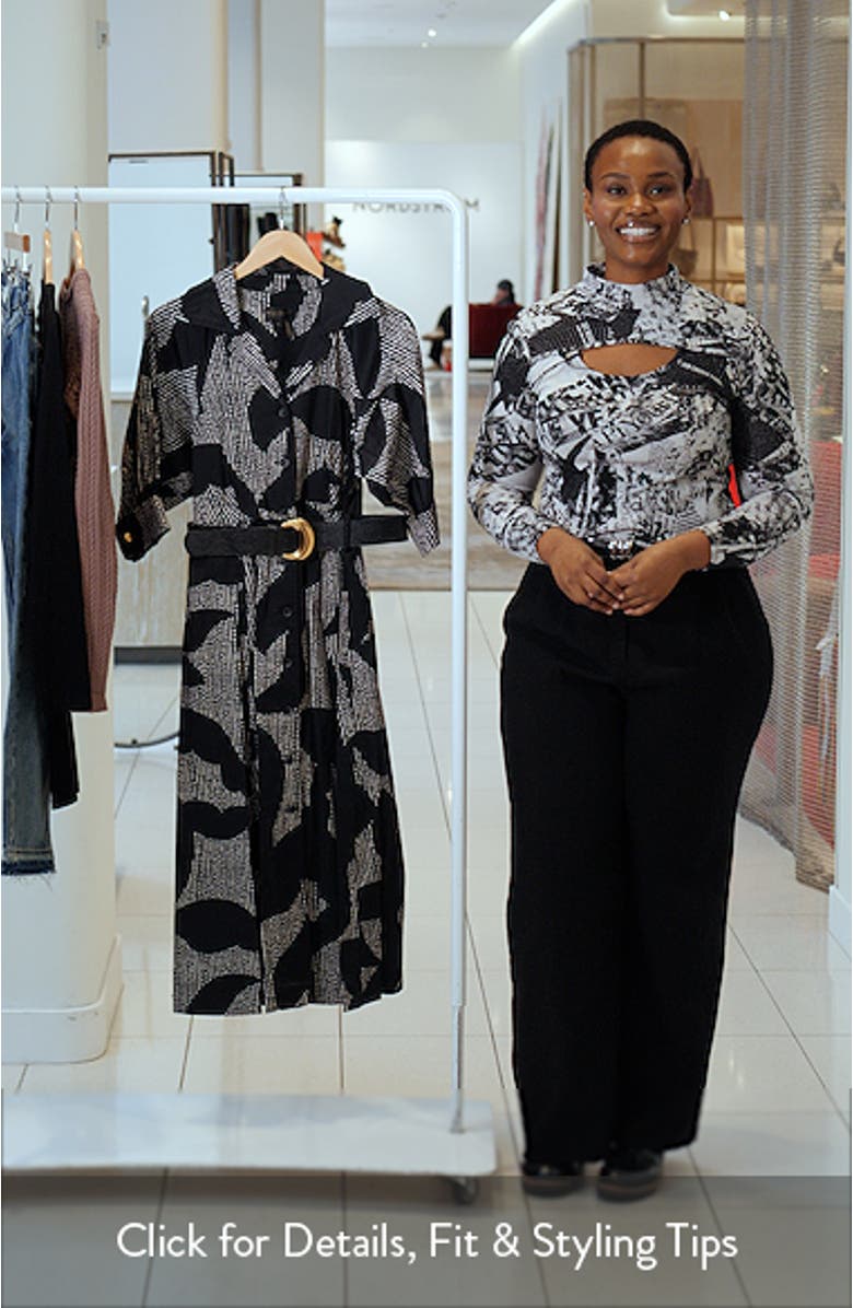 Abstract Print Belted Midi Shirtdress, sales video thumbnail