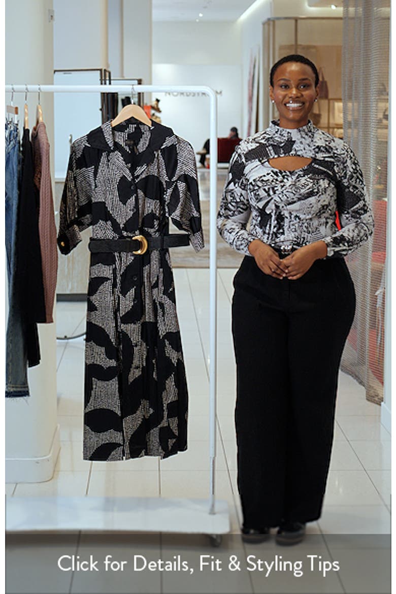 Abstract Print Belted Midi Shirtdress video