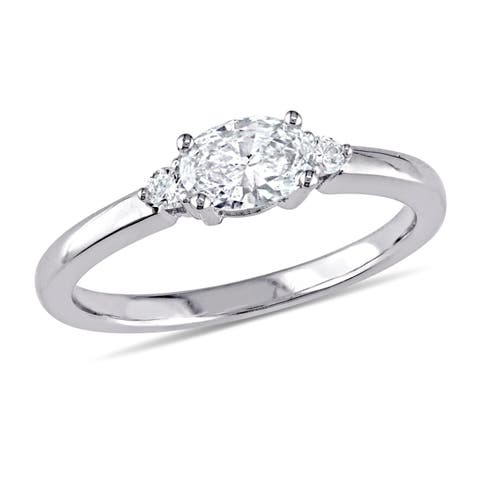 3/5 CTTW Diamond Oval 3-Stone Ring 18k