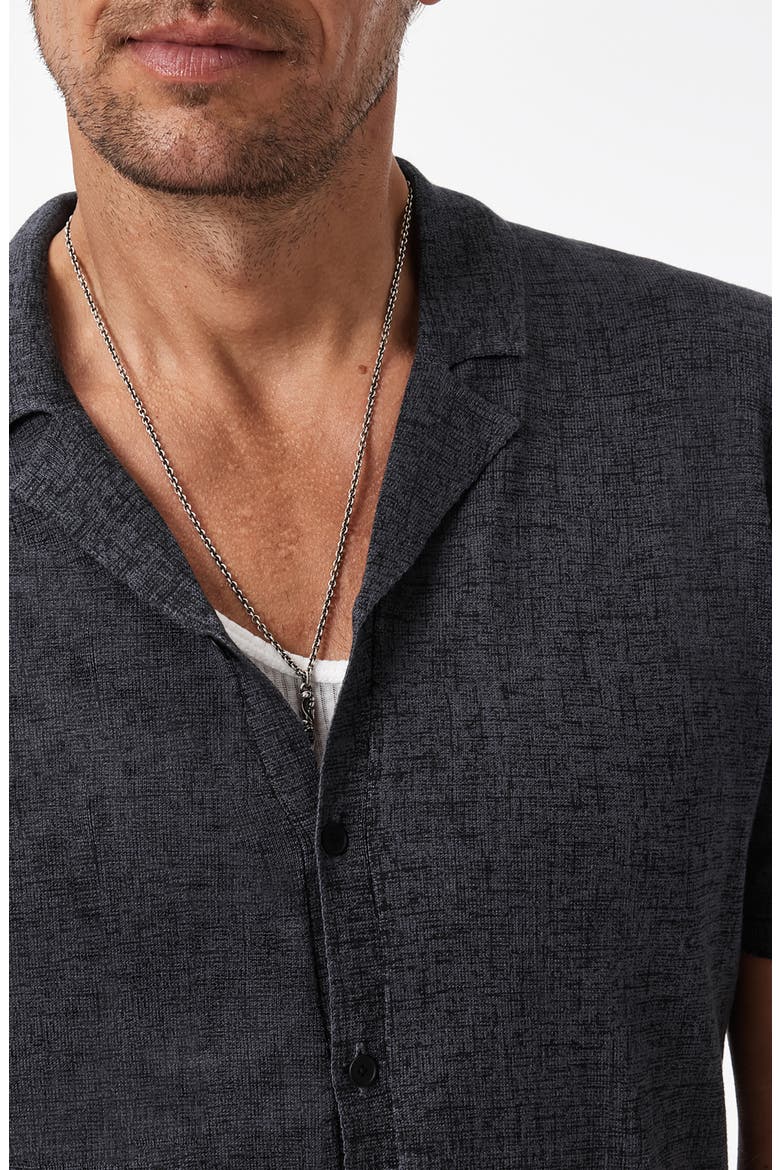 Nayeem Etching Print Organic Cotton Camp Shirt, Alternate, color, CHARCOAL HEATHER