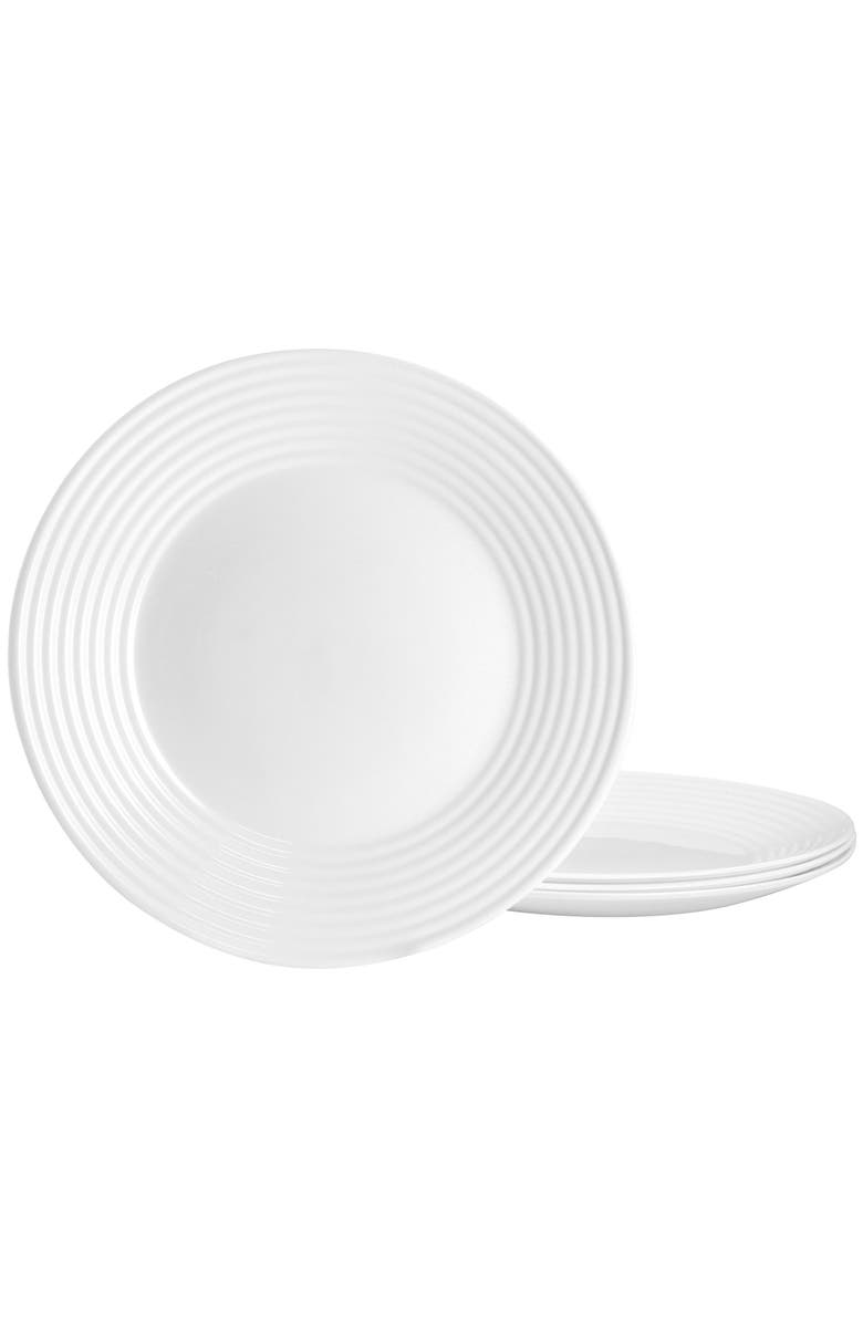 Gibson Ultra Ultra Patio 4 Piece Tempe Opal Glass Dinner Plate Set, Main, color, White