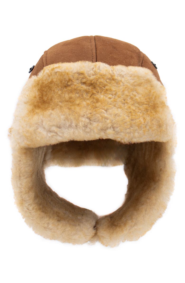 SURELL Genuine Shearling Trim Trooper Hat, Alternate, color, Misty