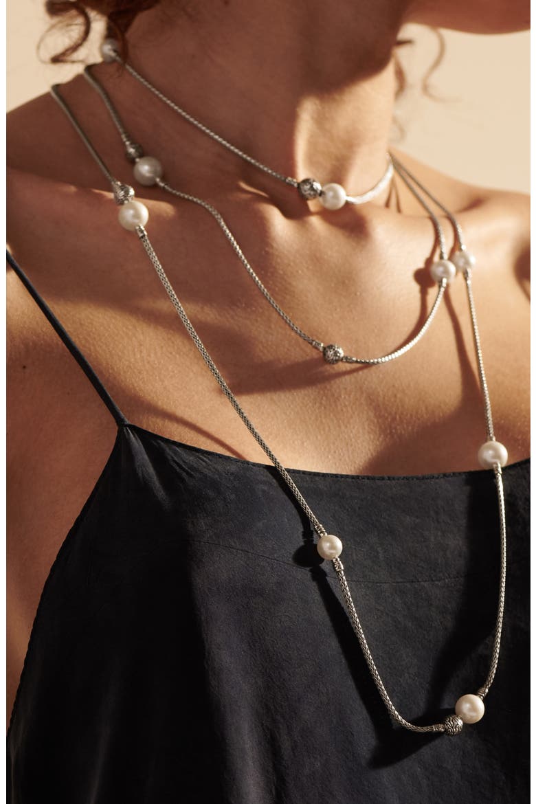 Classic Chain Long Sautoir Necklace, Alternate, color, PEARL/ SILVER
