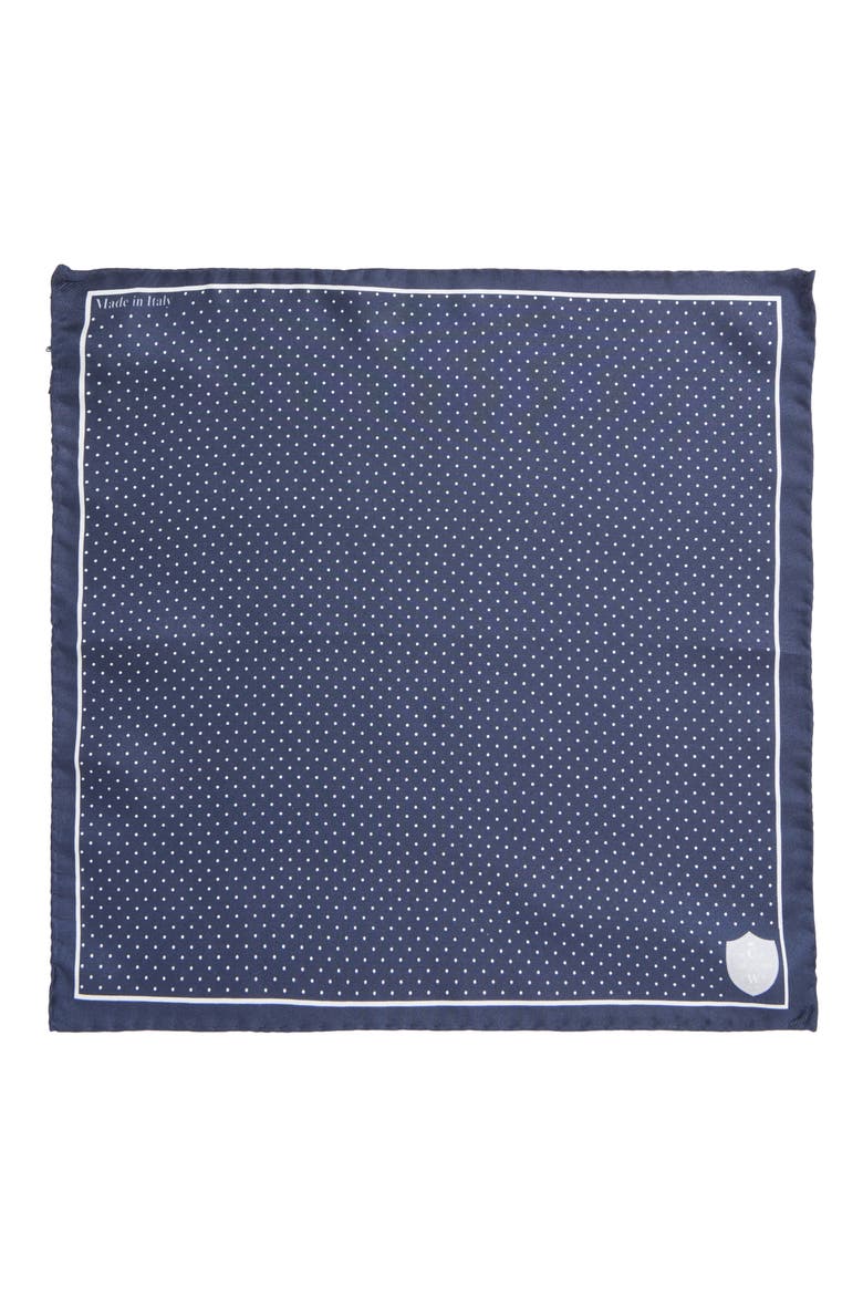Polka Dot Silk Pocket Square, Alternate, color, NAVY