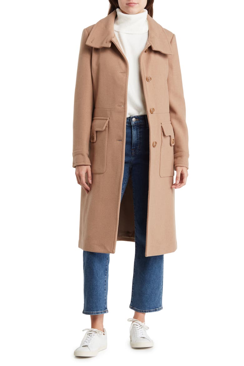 Almedia Wool Blend Twill Coat, Alternate, color, CAMEL