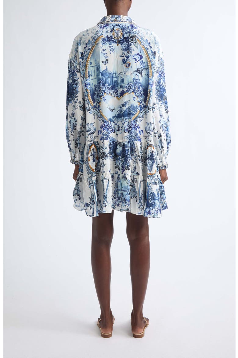 Tiered Long Sleeve Silk Dress, Alternate, color, THE PORCELAIN PARLOUR
