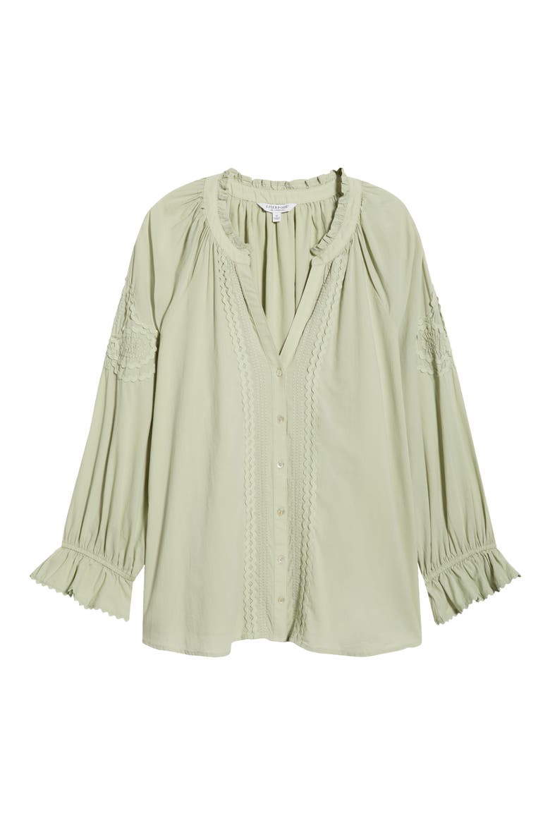 Rickrack Front Button Cotton Top, Alternate, color, MATCHA