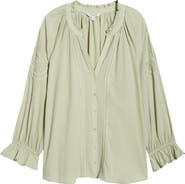 Liverpool Los Angeles Rickrack Front Button Cotton Top