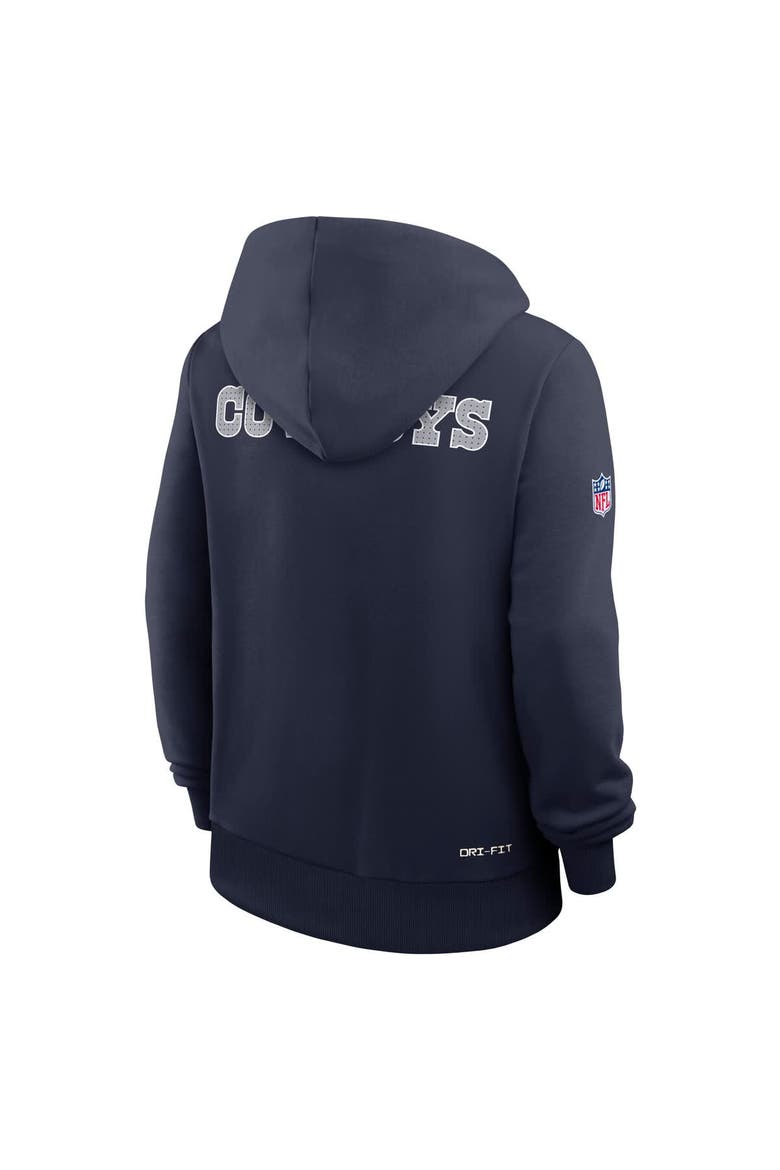 Women's Nike Navy Dallas Cowboys Sideline Initial Home Performance Pullover Hoodie, Alternate, color, Navy