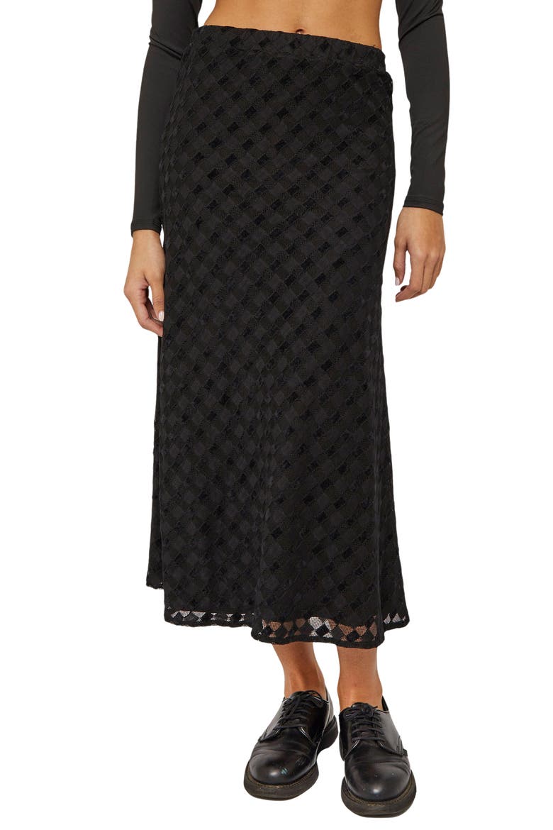 Harmony Check Stretch Skirt, Alternate, color, BLACK