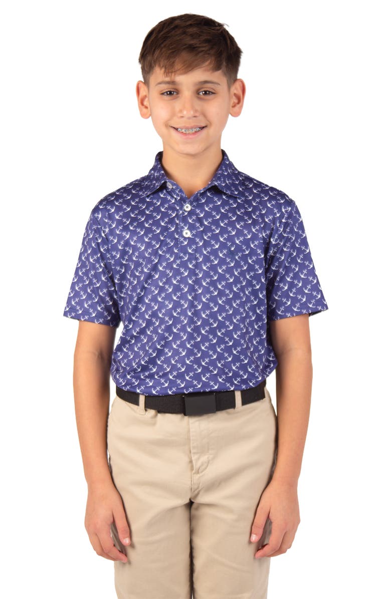 TailorByrd Kids' Sailing Anchors Performance Polo, Alternate, color, 