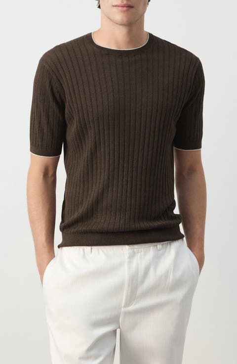 Linen Blend Rib T-Shirt