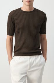 MANGO Linen Blend Rib T-Shirt