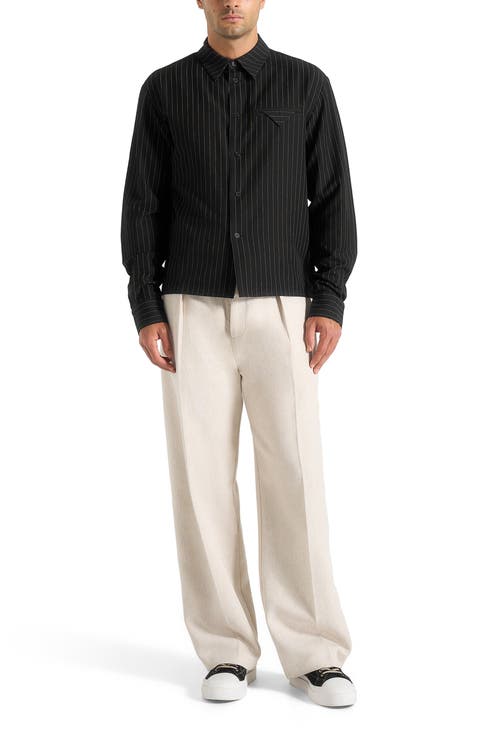 Arlo Pinstripe Cropped Long Sleeve Shirt