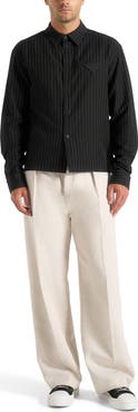 Manière De Voir Arlo Pinstripe Cropped Long Sleeve Shirt