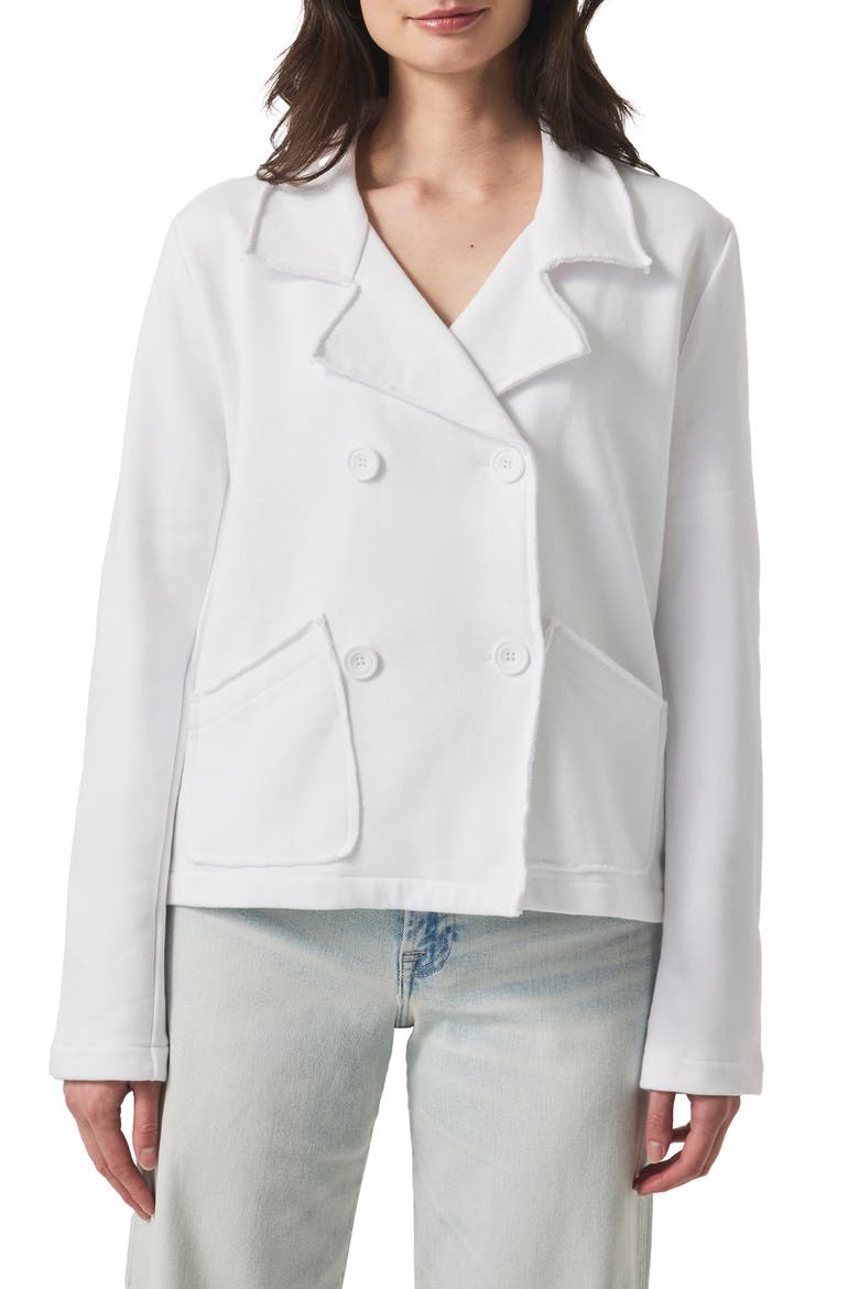 Double Breasted Cotton French Terry Blazer, Main, color, WHITE