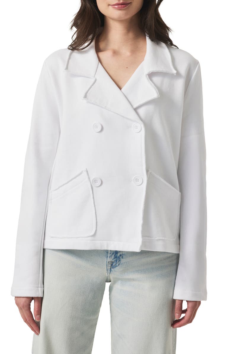 Splendid Double Breasted Cotton French Terry Blazer, Main, color, White