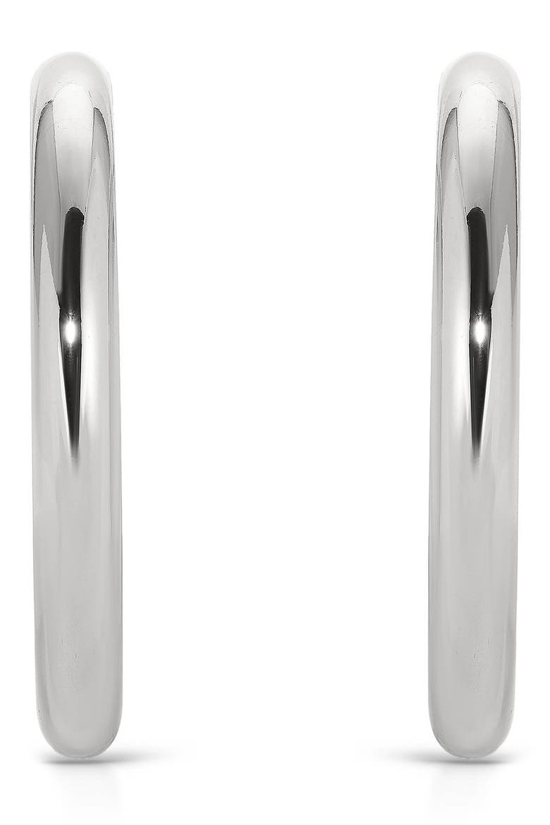 Large Thick Classic Hoop Earrings, Alternate, color, RHODIUM