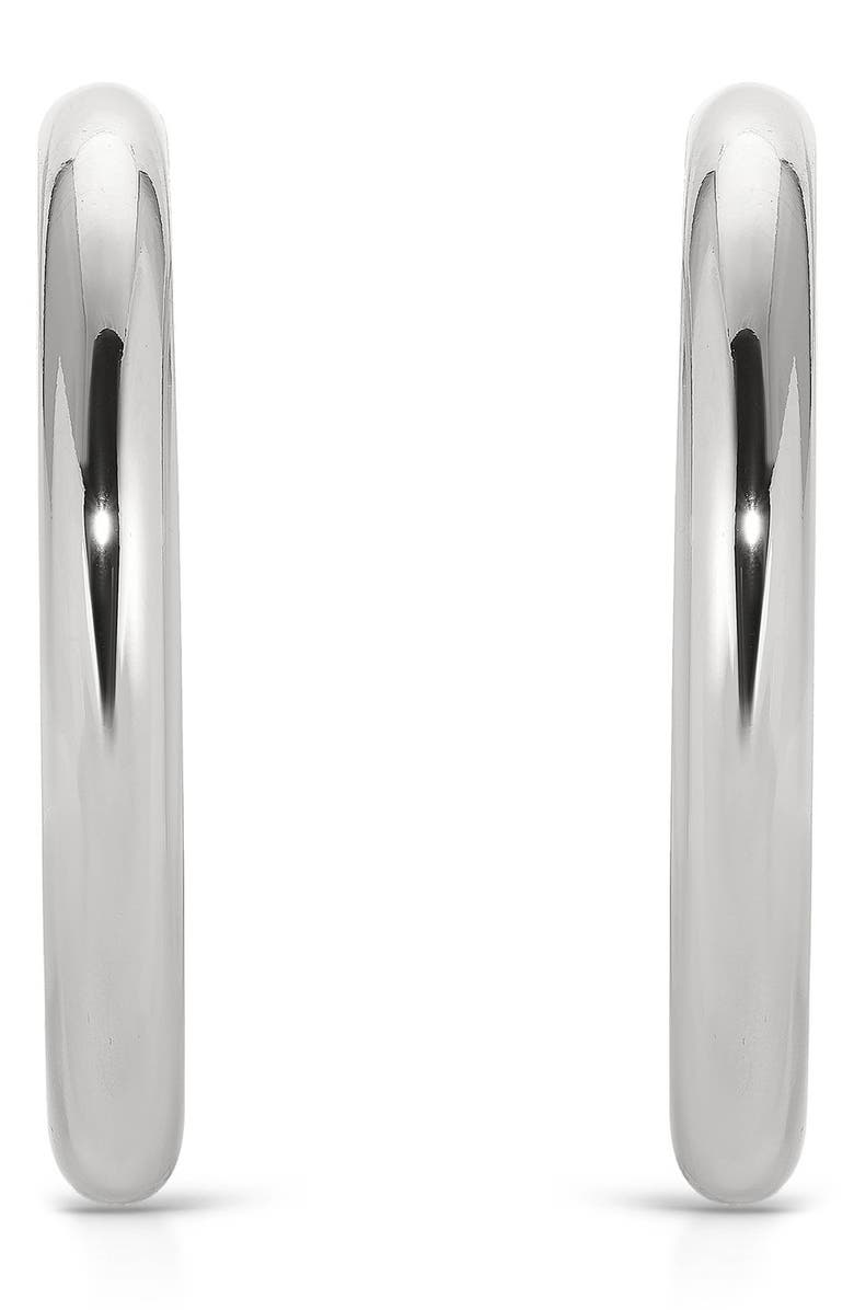 Ettika Large Thick Classic Hoop Earrings, Alternate, color, Rhodium