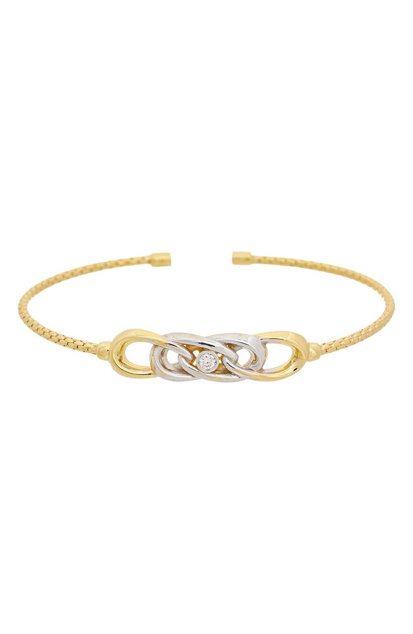 Interlocking Knot Diamond Mesh Cuff Bangle