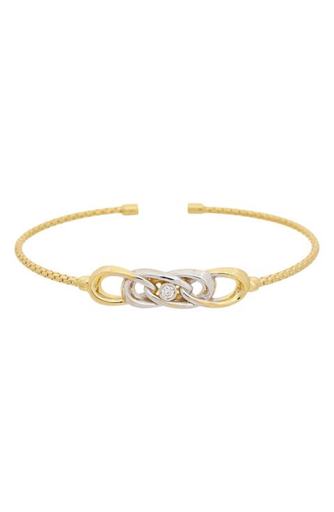 Interlocking Knot Diamond Mesh Cuff Bangle