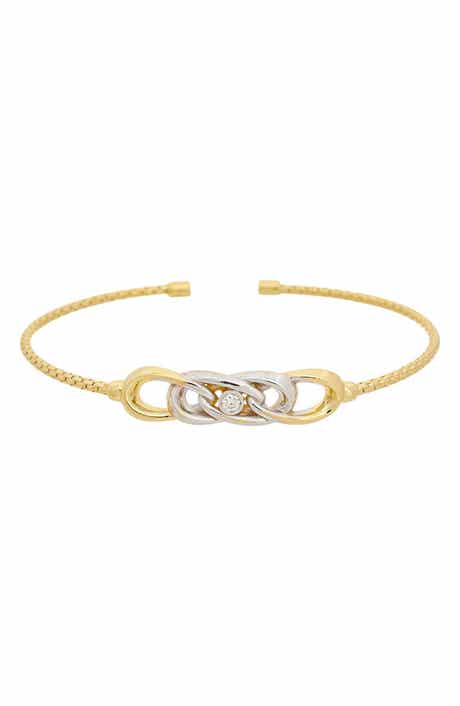 Interlocking Knot Diamond Mesh Cuff Bangle
