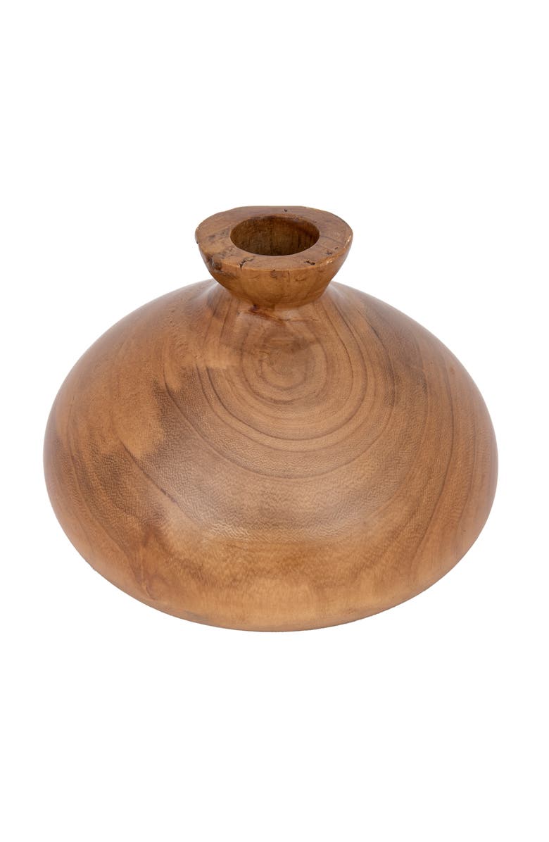 Storied Home Decorative Paulownia Wood Vase, Walnut Finish, Main, color, Brown