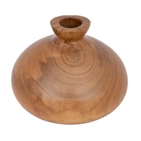 Decorative Paulownia Wood Vase, Walnut Finish